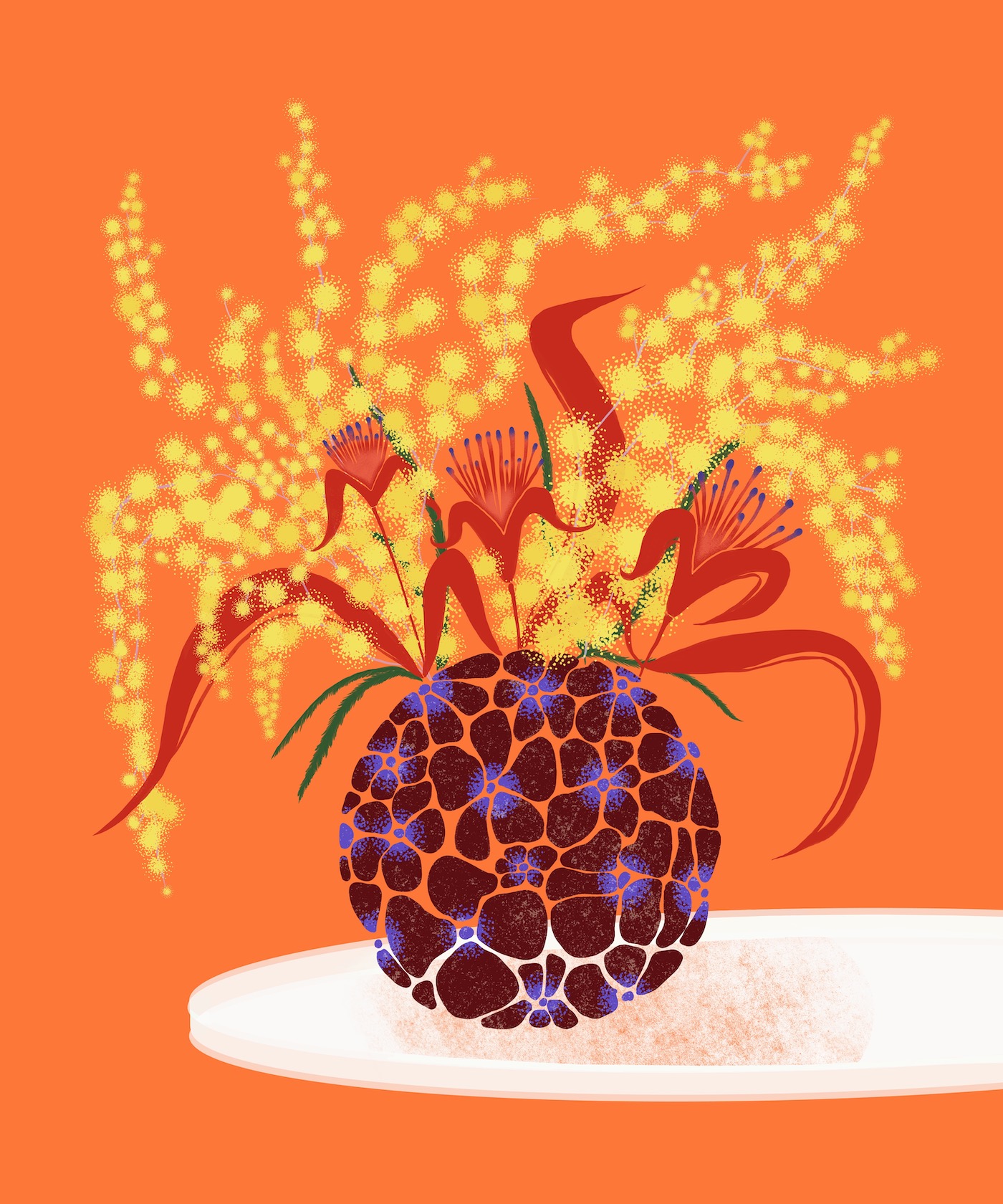 Exotic flowers on a orange background