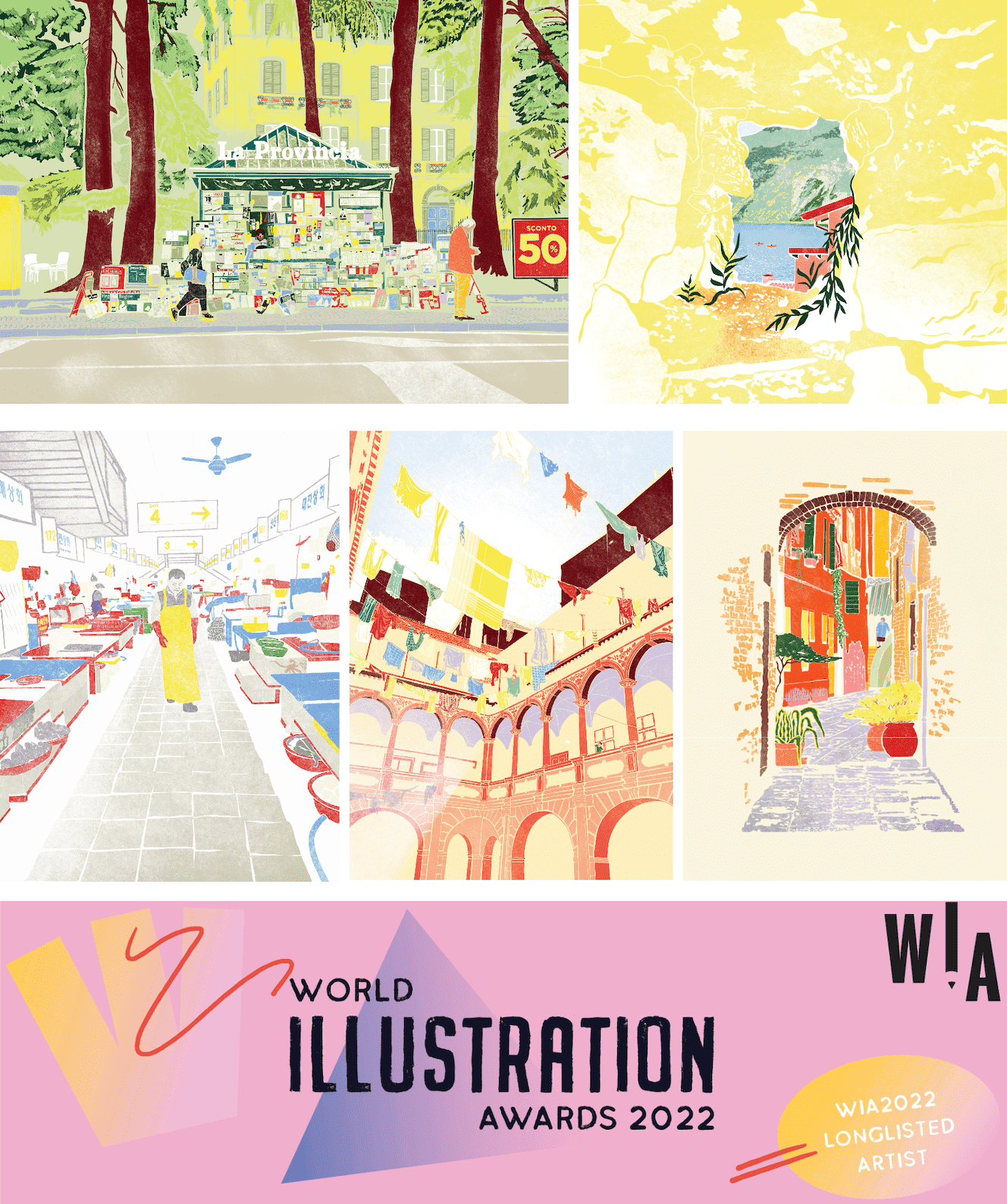 Colourful llustration and gif submits for 2022 World Illustration Awards Longlisted Artist 